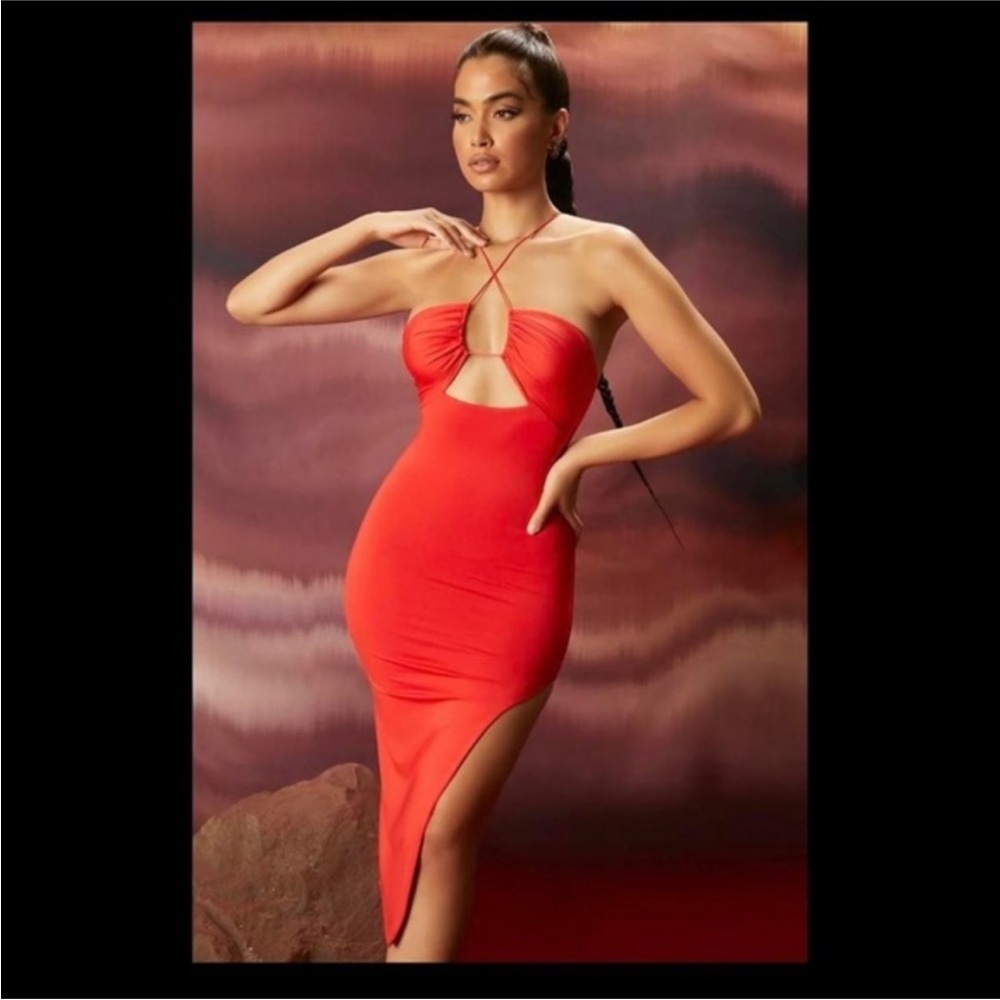 Oh Polly Fiery Red Cut-Out Maxi Dress